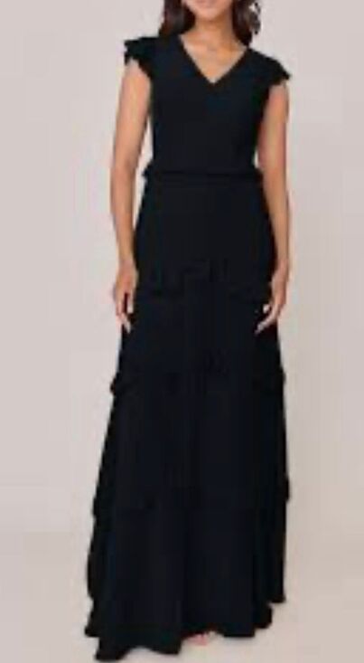 revelry Dresses & Skirts - Revelry black Amelia bridesmaid dress ruffle chiffon maxi 4